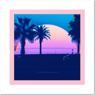 vaporwave palms sunset Posters and Art